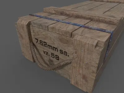 AK-47 wood box 3D model Low-poly 3D model
