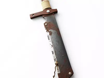 Rusty Machete PostApocalyptic Survival Weapon Low-poly 3D model
