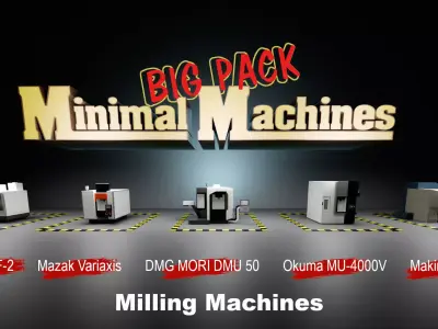 milling machines pack Low-poly 3D model
