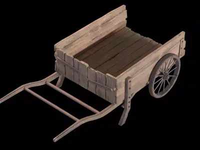 Medieval Wooden Cart  Game Ready Environment Prop Low-poly 3D model