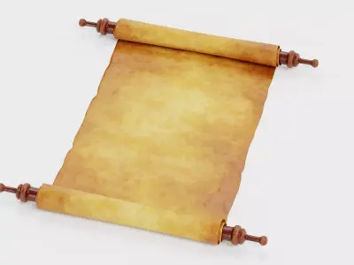 Scroll V1 - Medieval Paper Roll Prop Low-poly 3D model