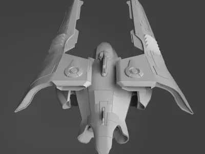 Spaceship fighter jet Low-poly 3D model