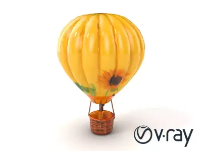 Sunflower Hot Air Balloon 3D model pack Low-poly 3D model