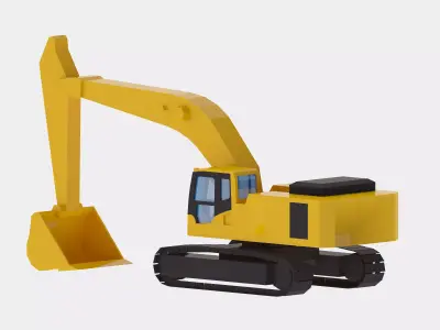 Excavator Construction PC600 Simplified Low-poly 3D model