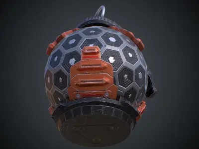 Spherical Scifi Grenade PBR Low-poly 3D model