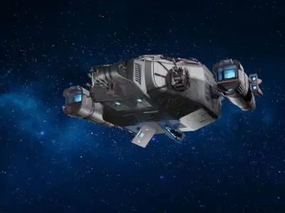 Sci-fi Spaceship T1 Low-poly 3D model