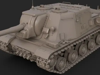 Tank ISU 122  Clay Mental Ray 3D model