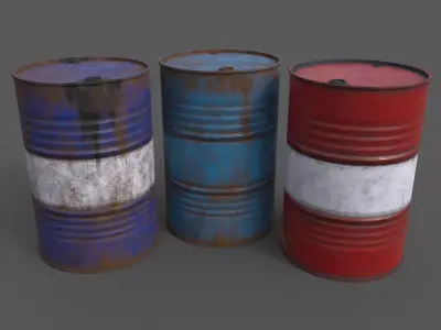 PBR Oil Drum Barrel B Low-poly 3D model