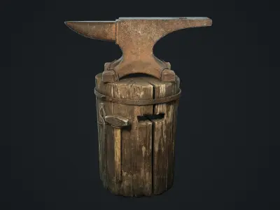 Anvil old ax Low-poly 3D model