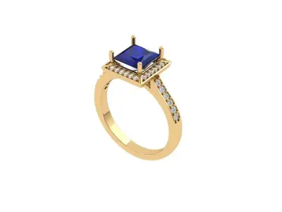 Princess Solitaire Ring 3D print model shop