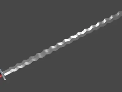 Flamberge sword with Xyphos handle Low-poly 3D model