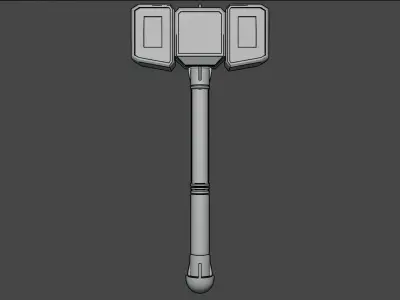 Game-ready stylized war hammer Low-poly 3D model