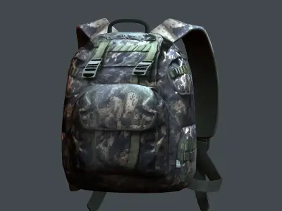 Backpack military combat Black baggage Low-poly Low-poly 3D model buy