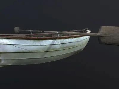 Wooden row boat Low-poly 3D model