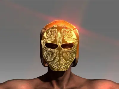 Golden Mask Helmet Low-poly 3D model