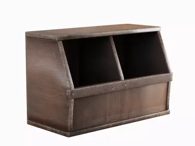 Wooden Storage Bin 01 Low-poly 3D model