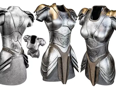 Women Medieval Armor Low-poly 3D model