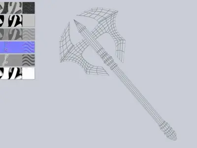 Fantasy axe Low-poly 3D model 7