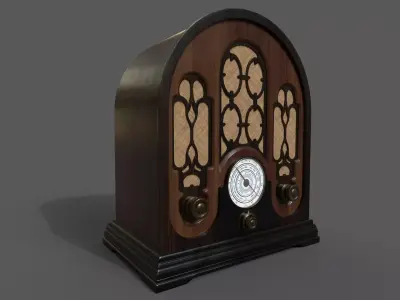 Vintage Radio Low-poly 3D model