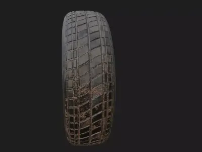 old dirty wheel with tyre and rim 3d model 3D model
