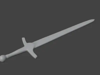 iron sword with a golden hilt Low-poly 3D model