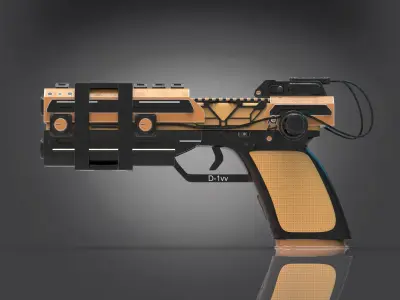 Sci-Fi Pistol Low-poly 3D model 5