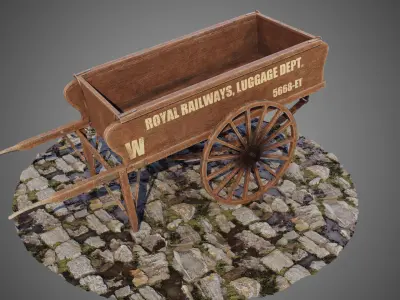 Luggage cart Low-poly 3D model