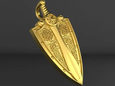 Perun Shield  3D Pendant Model 3D print model