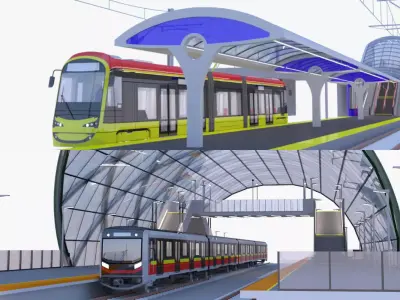 Warsaw tram and metro stations II 3D Model Pack