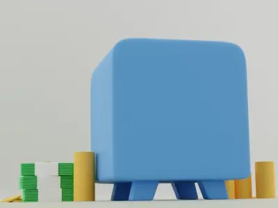 A toy safe with money Low - poly Low-poly 3D model