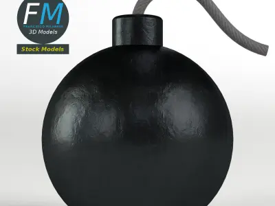 Bomb with fuse 3D model purchase