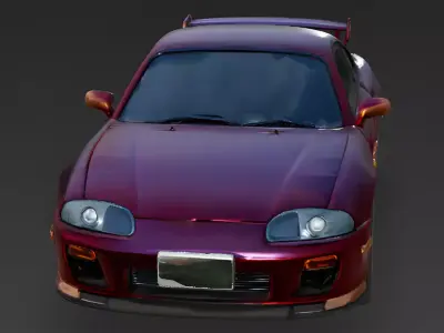 Midnight Crimson Sports Coupe 3D Model Low-poly 3D model