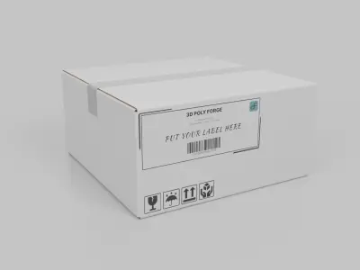 White Cardboard Box R-442 - Rigged and Customizable Low-poly 3D model