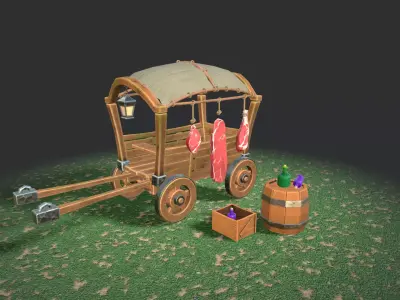 Stylized carriage Low-poly 3D model purchase