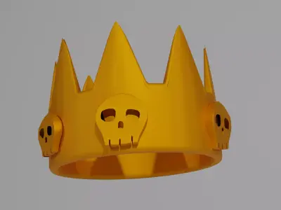 low-poly Crown gold with skulls Free low-poly 3D model