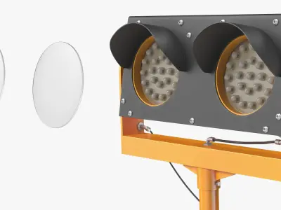 Runway Guidance Light Set with Beacons Yellow 3D model