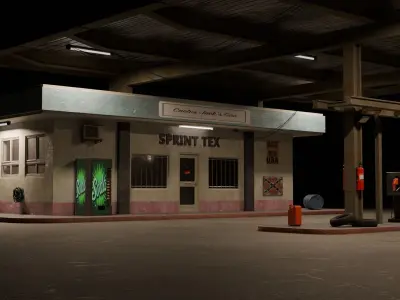 Gas Station - 3D Asset 3D model