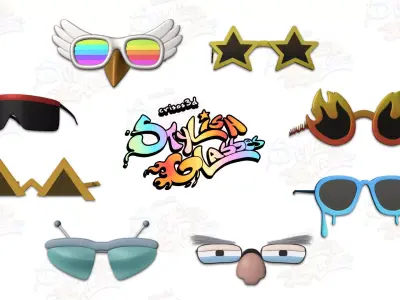 Stylish Glasses Pack Low-poly 3D model