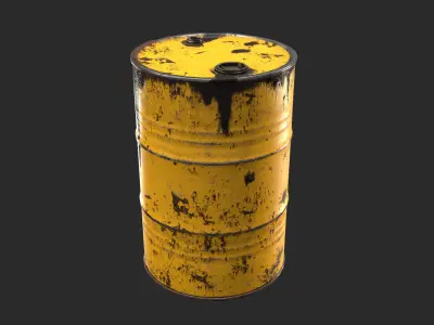 Old Rusty Oil Drum with oil leakage Game Ready Low-poly 3D model