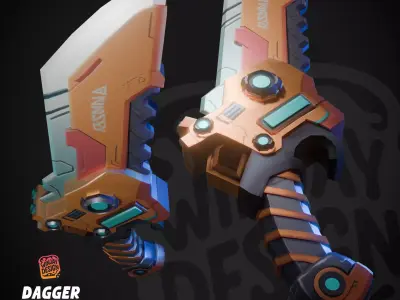 FREE Dagger - Game asset Low poly AI texture - Free 3D model Free low-poly 3D model