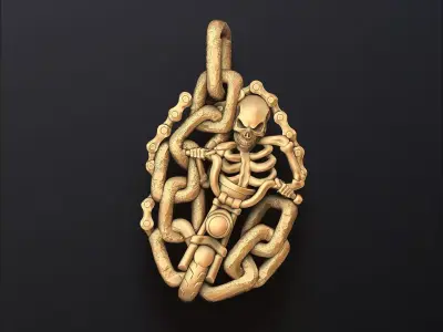 Biker Skull Pendant 3D print model