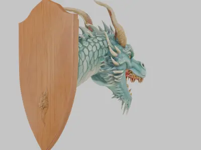 Dragon Head Wall Mount Low-poly 3D model