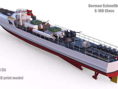  1 35 German S-100  Speedboat model free Building Instructions  Free 3D print model