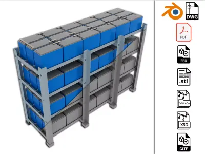 Rack With Battery - level 4 3D model