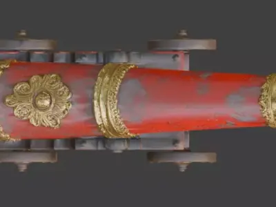 Vintage Circus Human Cannon 3D Model V03 Low-poly 3D model