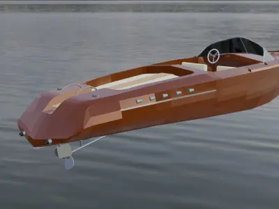 Low Poly Boat two motor boats floating in water Low-poly 3D model