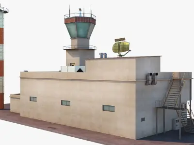 Airport Terminal - Control Tower  Low-poly 3D model