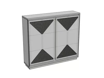 Mid Century Modern V-Shape Narrow Storage Cabinet Low-poly 3D model