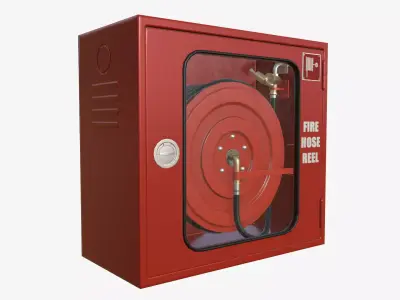 Fire hose reel glass box Low-poly 3D model