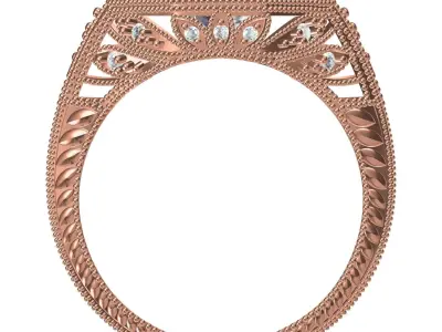 Antique Art Deco Engagement Ring 04 3D print model